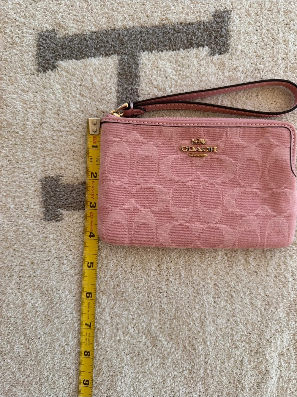 Coach Pink Signature Wristlet pink denim